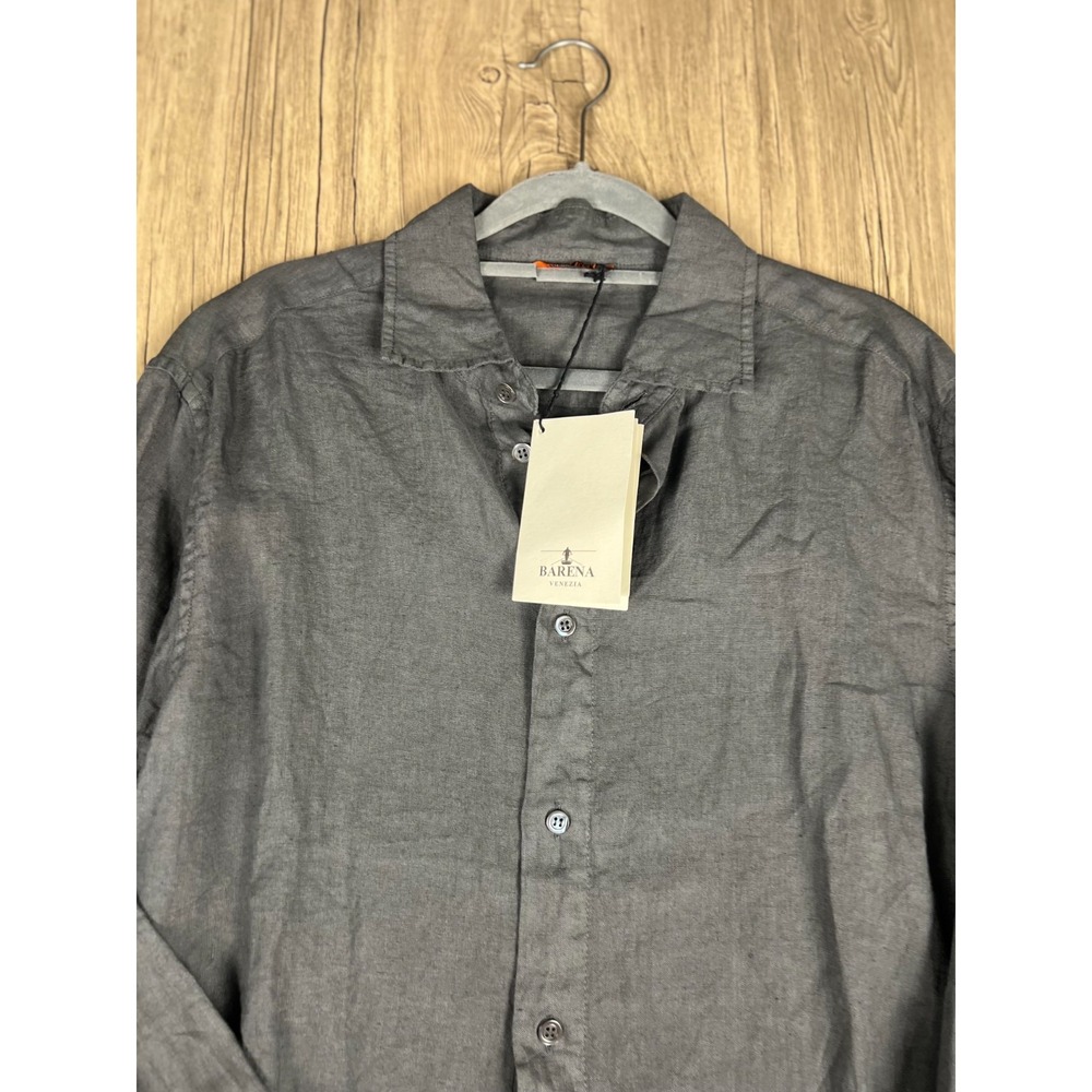 BARENA SURIAN LINEN SHIRT GRAY SIZE IT 50 US L RETAIL 335$ - Picture 2 of 6